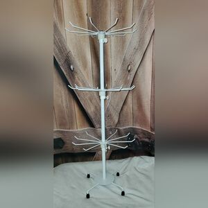 White 28in 3 Tier Metal Rotating Display Stand